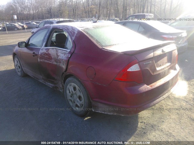 3FAHP0HA9BR199036 - 2011 FORD FUSION SE MAROON photo 3