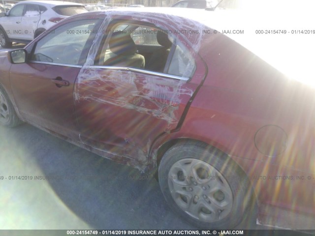 3FAHP0HA9BR199036 - 2011 FORD FUSION SE MAROON photo 6