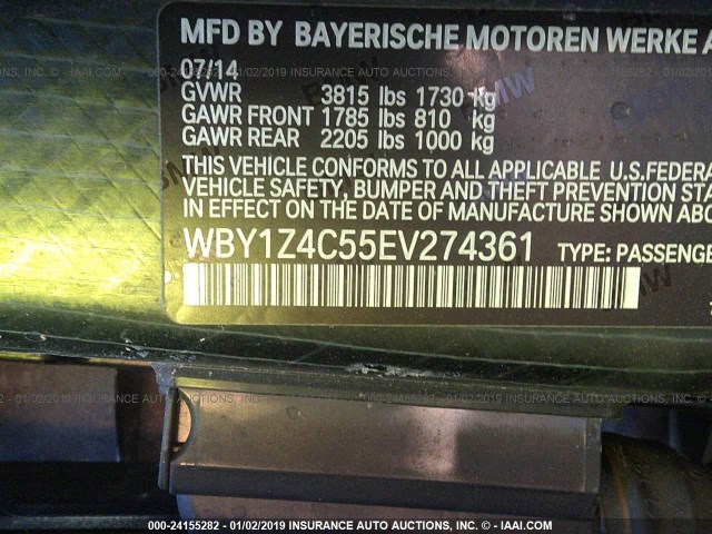 WBY1Z4C55EV274361 - 2014 BMW I3 REX GRAY photo 9