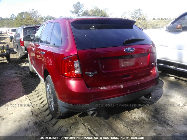 2FMDK3JCXBBA18959 - 2011 FORD EDGE SEL RED photo 3