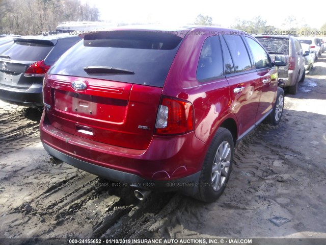 2FMDK3JCXBBA18959 - 2011 FORD EDGE SEL RED photo 4