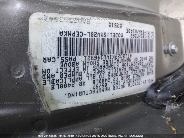 4T1BG22K1VU146921 - 1997 TOYOTA CAMRY CE/LE/XLE GRAY photo 9