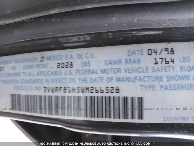 3VWRF81H5WM266528 - 1998 VOLKSWAGEN JETTA TDI GREEN photo 9