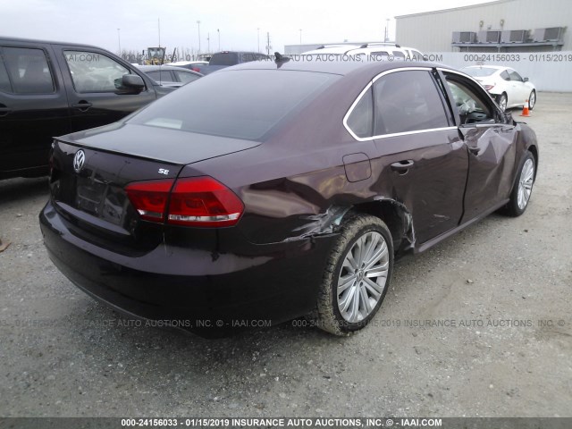 1VWBP7A33CC102883 - 2012 VOLKSWAGEN PASSAT SE MAROON photo 4