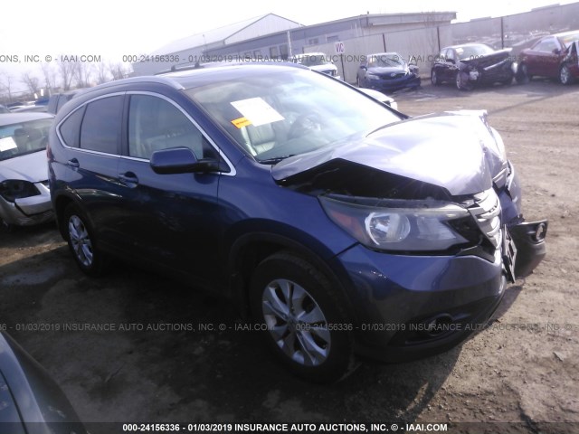 5J6RM4H74CL007213 - 2012 HONDA CR-V EXL BLUE photo 1