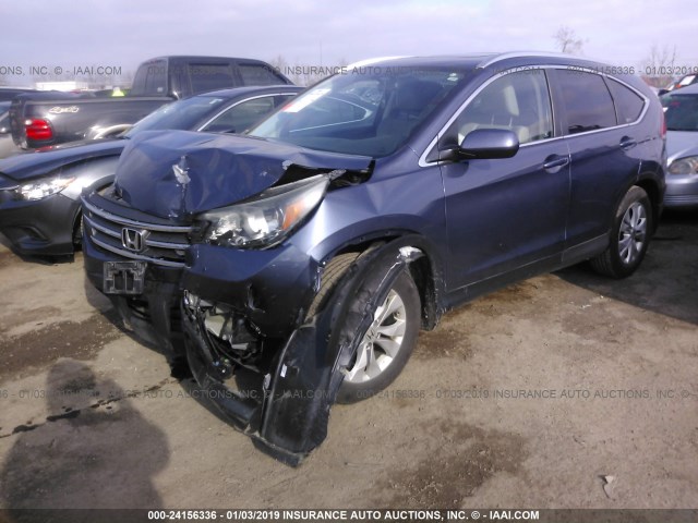 5J6RM4H74CL007213 - 2012 HONDA CR-V EXL BLUE photo 2