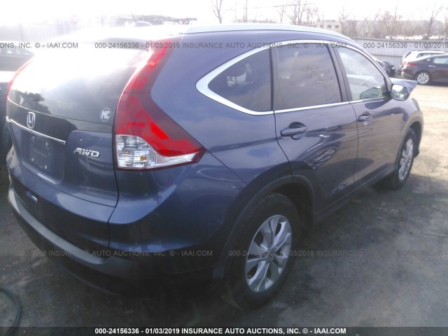 5J6RM4H74CL007213 - 2012 HONDA CR-V EXL BLUE photo 4