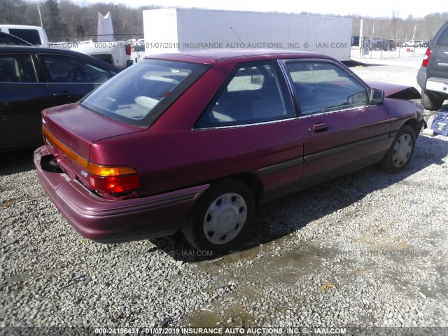 1FARP11J7RW145620 - 1994 FORD ESCORT LX/SPORT RED photo 4