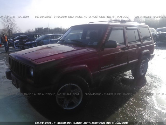 1J4FF58S2YL205299 - 2000 JEEP CHEROKEE CLASSIC RED photo 2