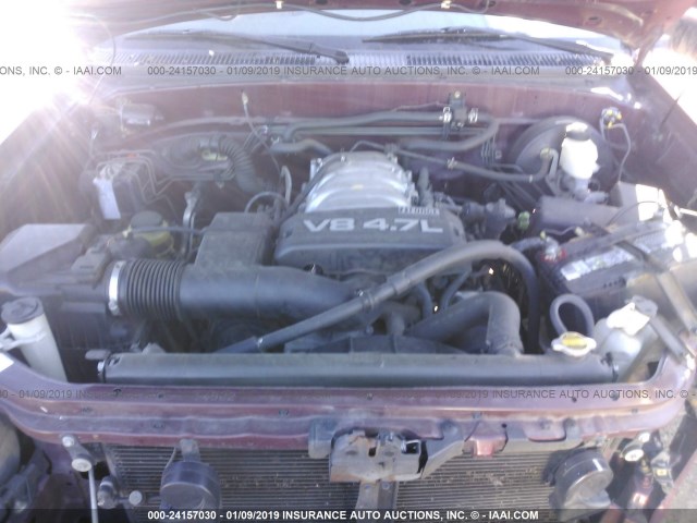 5TBBT44163S347918 - 2003 TOYOTA TUNDRA ACCESS CAB SR5 BURGUNDY photo 10