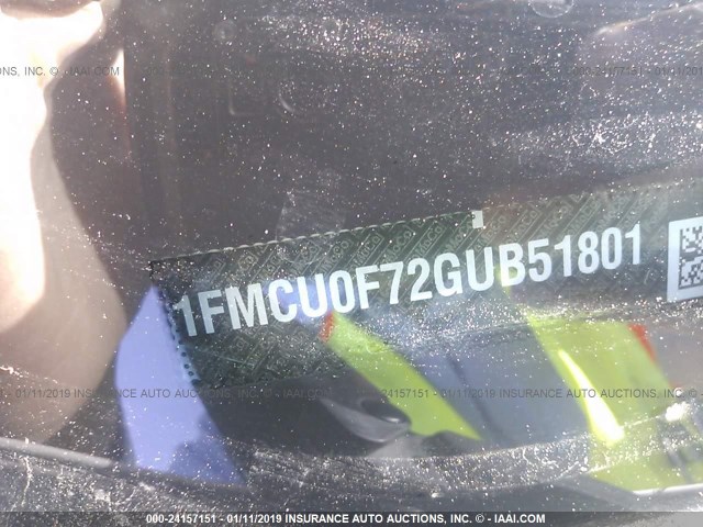 1FMCU0F72GUB51801 - 2016 FORD ESCAPE S WHITE photo 9