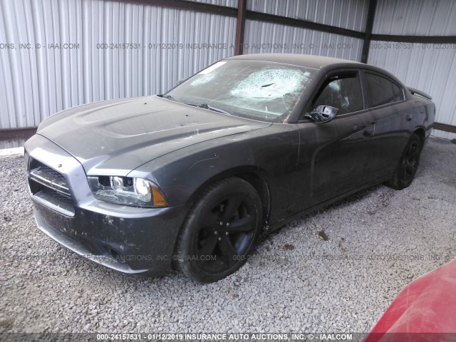 2C3CDXHG9DH601943 - 2013 DODGE CHARGER SXT GRAY photo 2