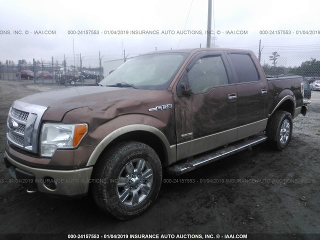 1FTFW1ET5BFB37890 - 2011 FORD F150 SUPERCREW BROWN photo 2