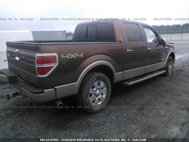 1FTFW1ET5BFB37890 - 2011 FORD F150 SUPERCREW BROWN photo 4