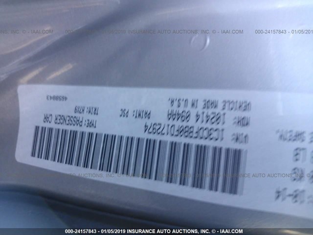 1C3CDFBB0FD172974 - 2015 DODGE DART SXT SILVER photo 9