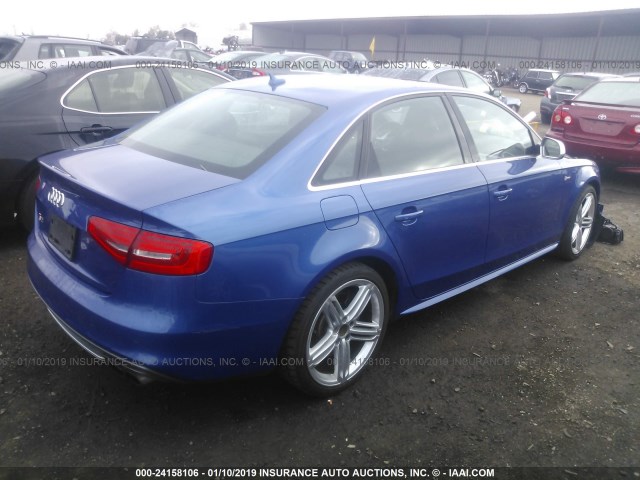 WAUDGAFLXGA011934 - 2016 AUDI S4 PREMIUM PLUS BLUE photo 4