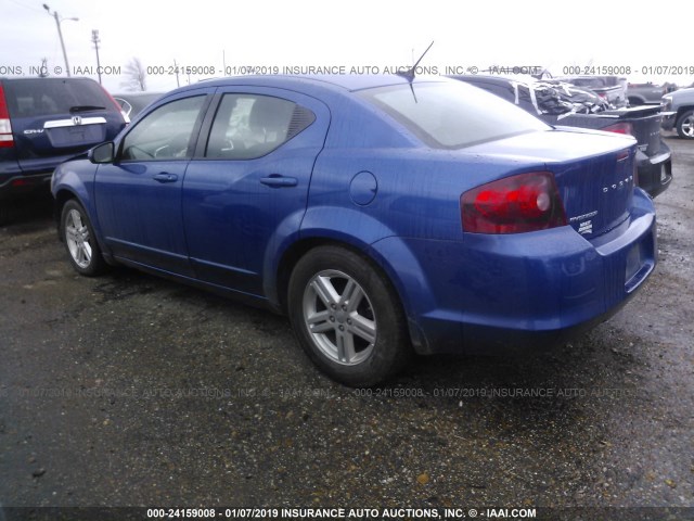 1C3CDZCB0DN590586 - 2013 DODGE AVENGER SXT BLUE photo 3