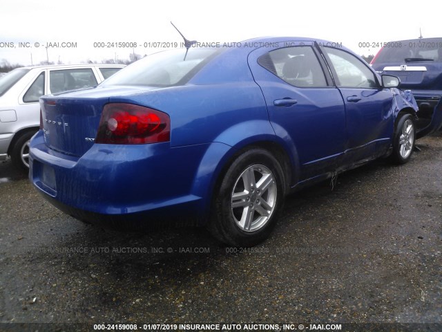 1C3CDZCB0DN590586 - 2013 DODGE AVENGER SXT BLUE photo 4