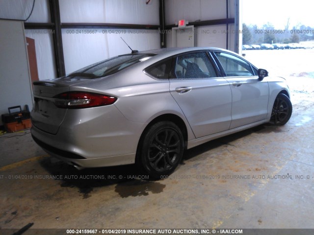 3FA6P0G79JR210418 - 2018 FORD FUSION S SILVER photo 4