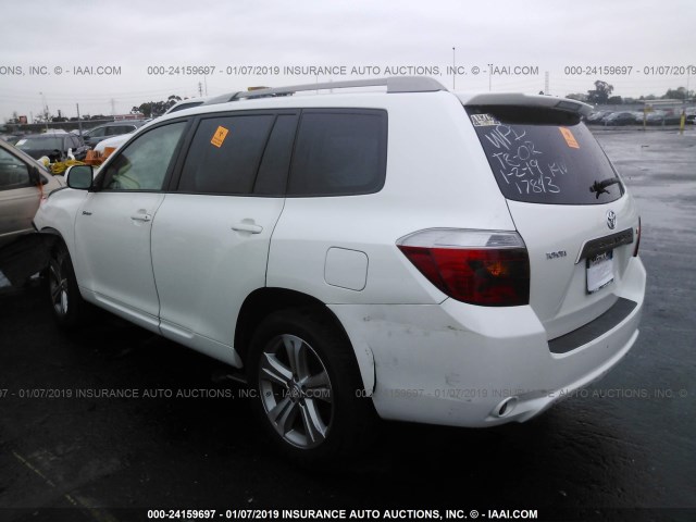 JTEDS43A482055151 - 2008 TOYOTA HIGHLANDER SPORT WHITE photo 3