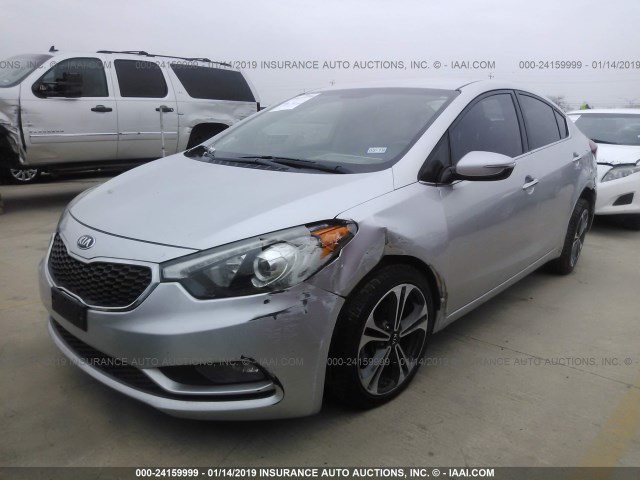 KNAFX4A86E5141647 - 2014 KIA FORTE EX SILVER photo 2