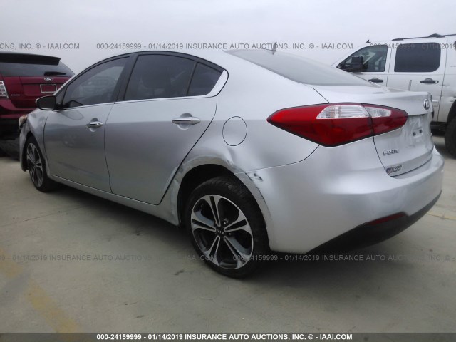 KNAFX4A86E5141647 - 2014 KIA FORTE EX SILVER photo 3