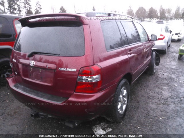 JTEDP21A450090305 - 2005 TOYOTA HIGHLANDER LIMITED RED photo 4