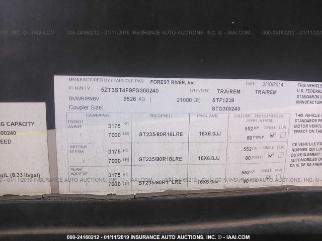 5ZT3ST4F9FG300240 - 2013 FOREST RIVER OTHER  Boz foto 9