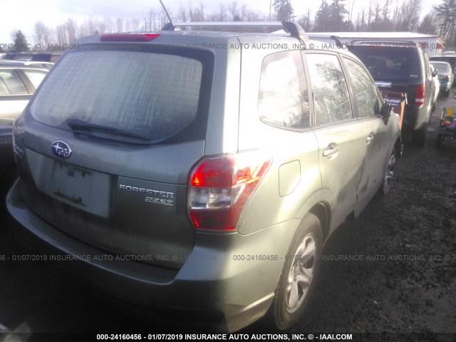 JF2SJAAC9EH452592 - 2014 SUBARU FORESTER 2.5I GREEN photo 4