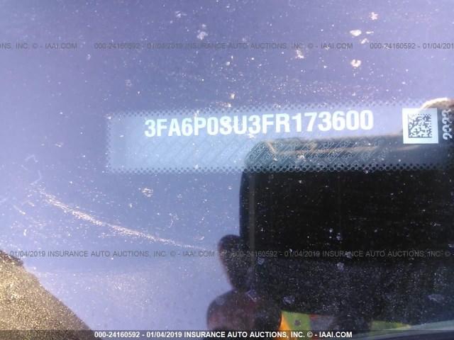 3FA6P0SU3FR173600 - 2015 FORD FUSION TITANIUM PHEV GRAY photo 9