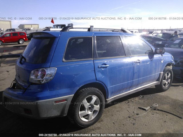 JA4LZ41G83U117080 - 2003 MITSUBISHI OUTLANDER XLS BLUE photo 4