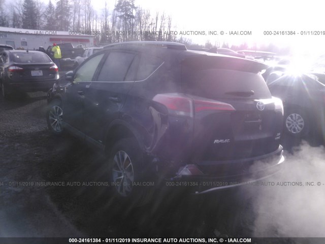 JTMRJREV7JD252707 - 2018 TOYOTA RAV4 HV LE PLUS/XLE Dark Blue photo 3