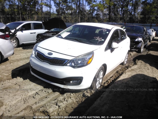 KNADN4A34E6348386 - 2014 KIA RIO EX WHITE photo 2