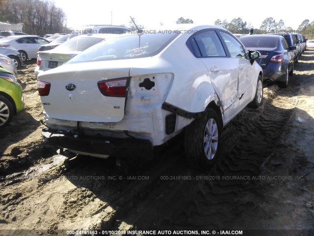 KNADN4A34E6348386 - 2014 KIA RIO EX WHITE photo 4