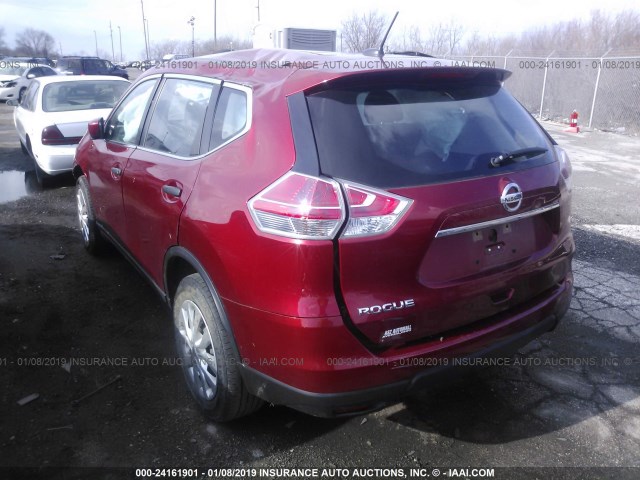 KNMAT2MT2GP692193 - 2016 NISSAN ROGUE S/SL/SV RED photo 3