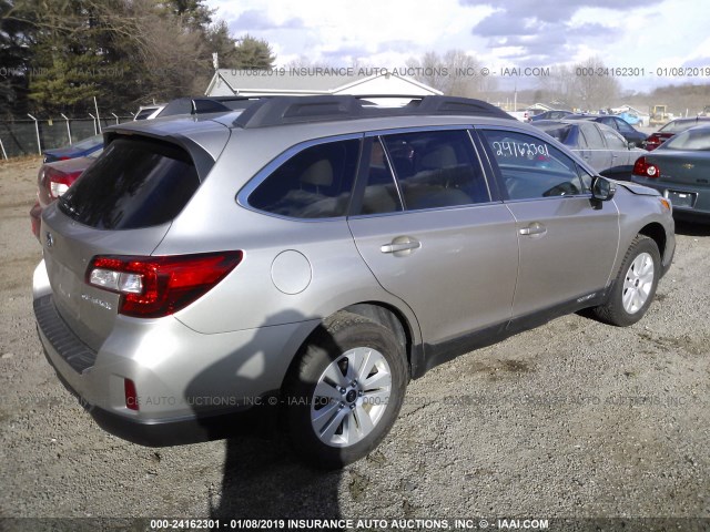 4S4BSBFC8G3318355 - 2016 SUBARU OUTBACK 2.5I PREMIUM SILVER photo 4