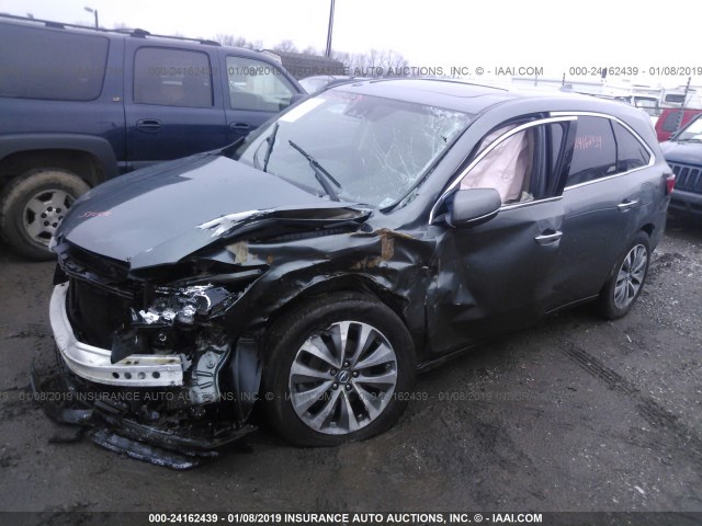 5FRYD4H40FB016942 - 2015 ACURA MDX TECHNOLOGY GRAY photo 2