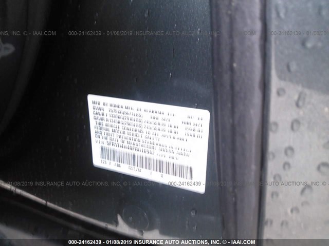 5FRYD4H40FB016942 - 2015 ACURA MDX TECHNOLOGY GRAY photo 9