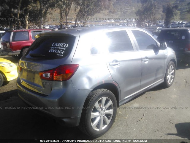 4A4AP3AU4EE003862 - 2014 MITSUBISHI OUTLANDER SPORT ES SILVER photo 4