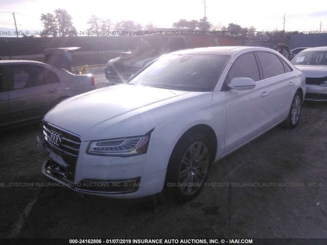 WAU3GAFD5FN034548 - 2015 AUDI A8 L QUATTRO WHITE photo 2