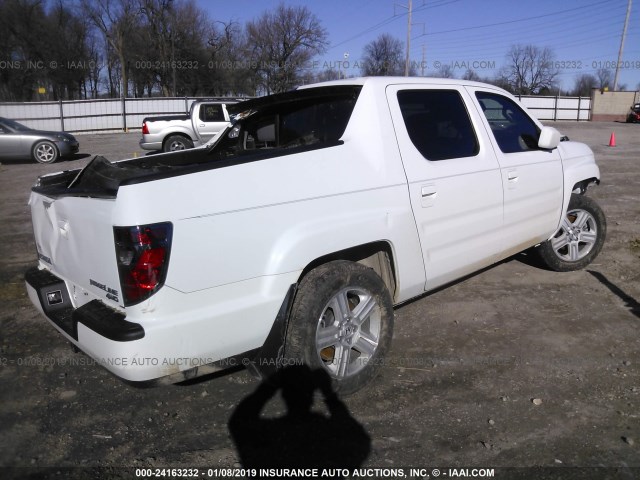 5FPYK1F53DB010574 - 2013 HONDA RIDGELINE RTL WHITE photo 4