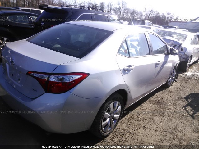 2T1BURHE1GC580649 - 2016 TOYOTA COROLLA L/LE/LE PLS/PRM/S/S PLS SILVER photo 4
