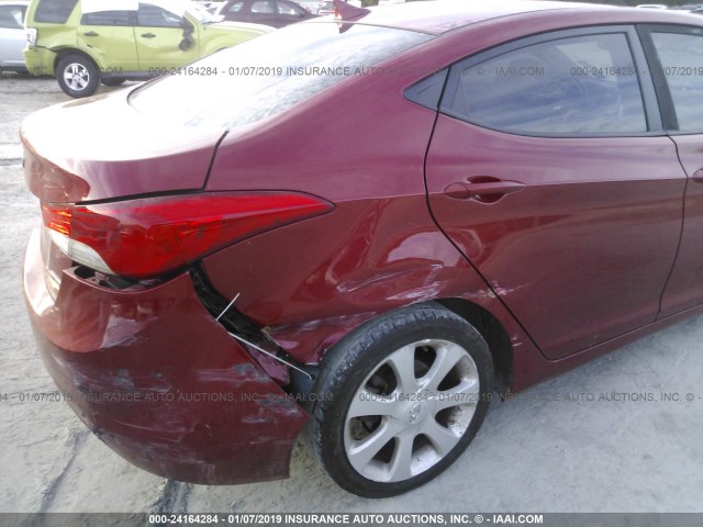 KMHDH4AE6CU501429 - 2012 HYUNDAI ELANTRA GLS/LIMITED MAROON photo 6