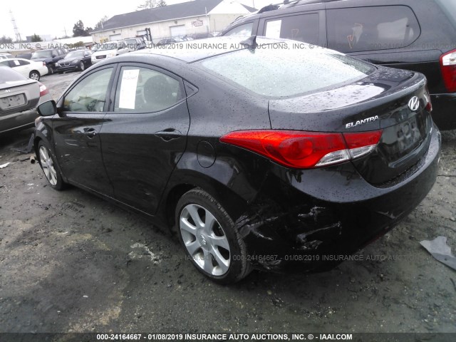 5NPDH4AE4DH223145 - 2013 HYUNDAI ELANTRA GLS/LIMITED BLACK photo 3