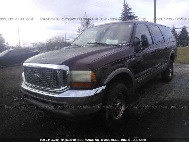 1FMNU43S8YED47911 - 2000 FORD EXCURSION LIMITED BURGUNDY photo 2