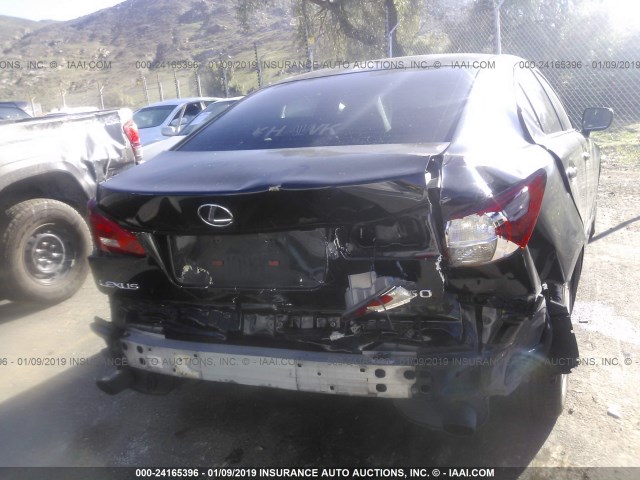 JTHBK262062011163 - 2006 LEXUS IS 250 BLACK photo 6