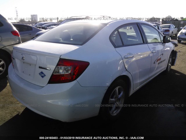 19XFB5F52CE001053 - 2012 HONDA CIVIC NATURAL GAS WHITE photo 4