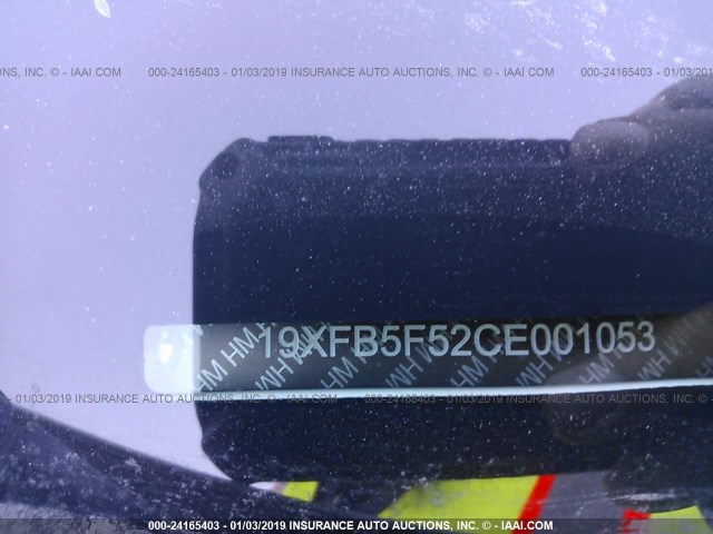19XFB5F52CE001053 - 2012 HONDA CIVIC NATURAL GAS WHITE photo 9