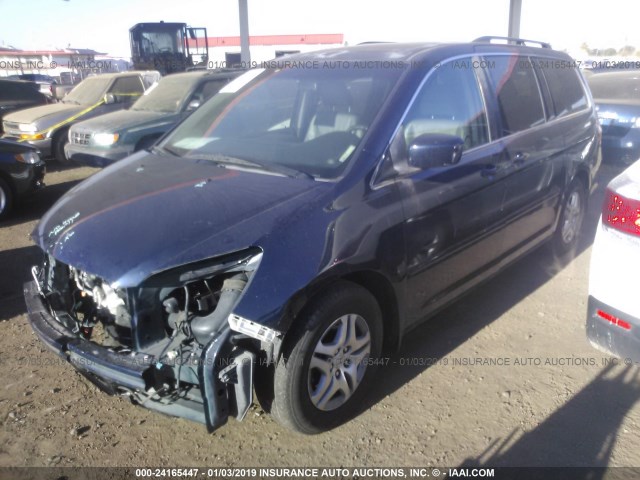 5FNRL38787B069001 - 2007 HONDA ODYSSEY EXL BLUE photo 2