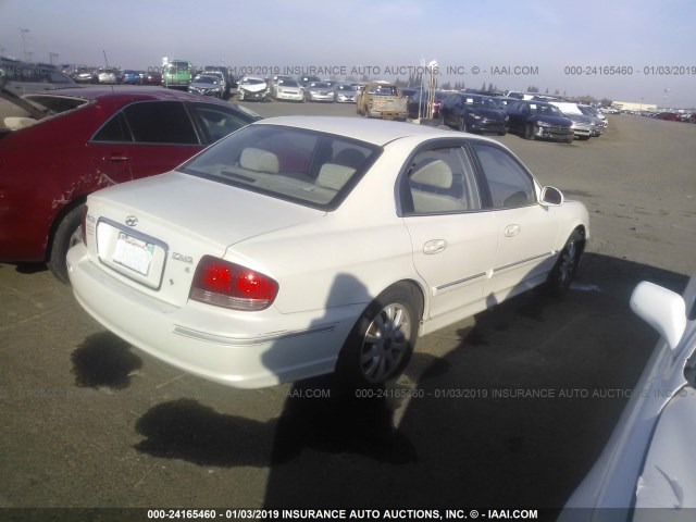 KMHWF35HX4A990949 - 2004 HYUNDAI SONATA GLS/LX WHITE photo 4